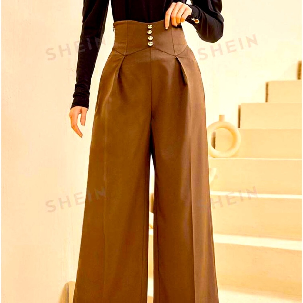 Shein modely womens high waisted wide leg pants